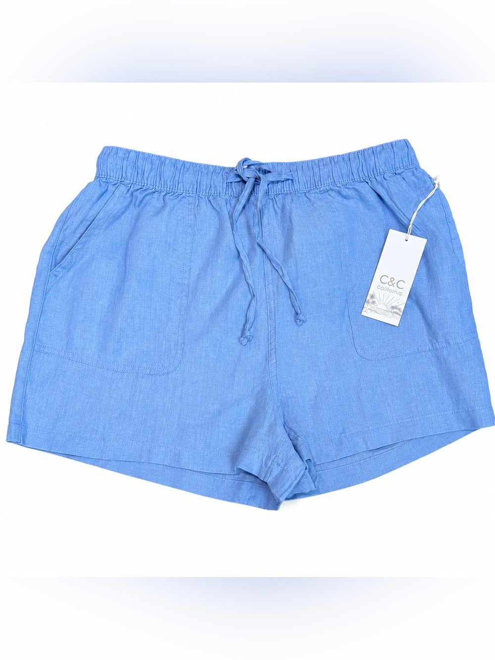C&C California Linen Pull-On Shorts Blue NWT Women’s Large